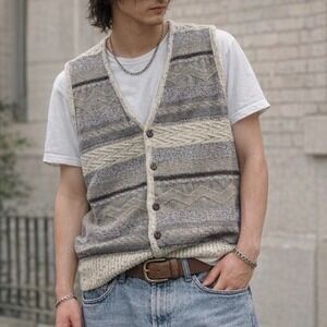 VTG 90s Y2K Coogie Style Grandpa Sweater Vest Retro Heritage Grunge XL Wool Soft